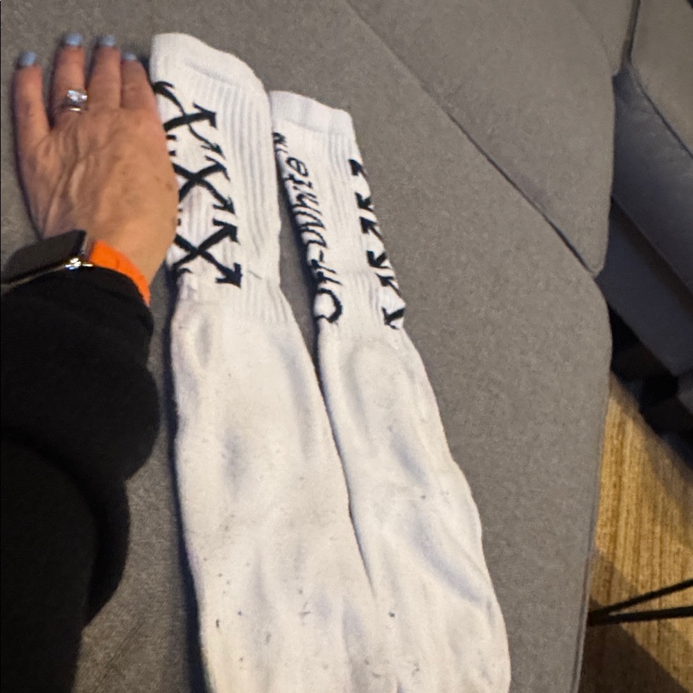 Off-White authentic Crew Socks with Black Logo Arrows. used but still life left. - Picture 3 of 4